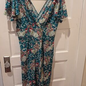 Trashy Diva Blue and Green Patterned Dress